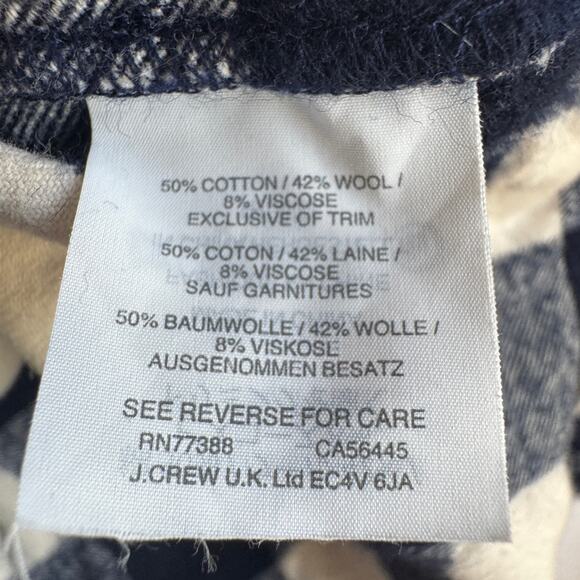 J Crew Plaid Flannel Half Zip Pullover Top Medium Buffalo Check Navy Blue White - Picture 13 of 14